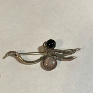 Vintage Sterling opal and moonstone brooch.